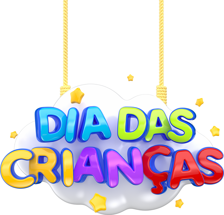 Children's Day Label in Portuguese 3d Render